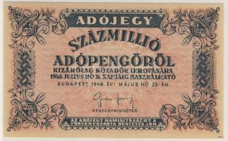 1946. 100.000.000AP hátoldalon vékony betűvel szedett szöveg + elcsúszás T:I