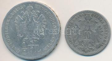 1859B 1/4Fl Ag + Ausztria 1869. 10kr Ag "Ferenc József" T:2-,3