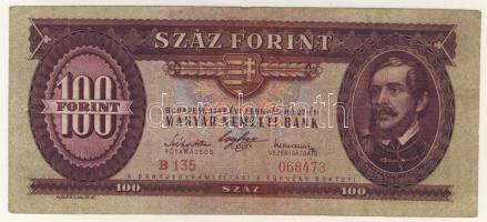 1947. 100Ft mindkét oldalon felcsúszott, ferde nyomat T:II-