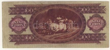 1947. 100Ft mindkét oldalon felcsúszott, ferde nyomat T:II-