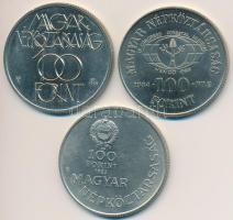 1983. 100Ft "Széchenyi István" + 1984. 100Ft "FAO"  +  1985. 100Ft alpakka "Kulturális Fórum" T:1-