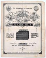 cca 1890 Johann Klein Zongora- és harmóniumgyárának német nyelvű, képes katalógusa. Középen, a vízszintes hajtás mentén szakadozott. 31x24 cm.