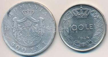 Románia 1944. 100L Ni + 500L Ag T:2,2- ph.
Romania 1944. 100 Lei  Ni + 500 Lei Ag C:XF,VF edge erro...