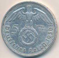 Német 3. Birodalom 1936A 5M Ag "Hindenburg" T:2- German Third Reich 1936A 5 Mark Ag "...