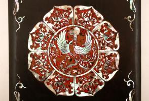 Kínai fadoboz, gyöngyház berakással, kakas díszítéssel, szép állapotban / Chinese woodden box with s...