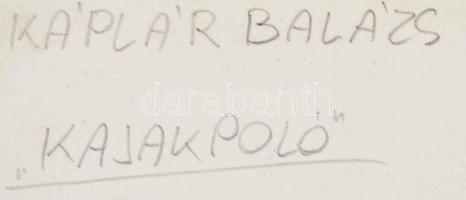 cca 1980 Káplár Balázs: Kajakpóló, feliratozott vintage fotóművészeti alkotás, 27x40 cm