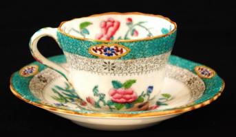 XIX. sz. második fele. Kézzel festett finom porcelán kávés csészék aljjal. 8 db csésze, 9 db alj, né...