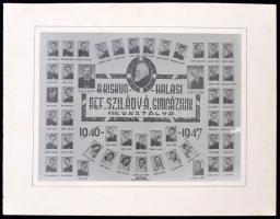 1947 Kiskunhalas, a Református Szilády Á. Gimnázium végzett növendékei, kistabló ötven nevesített portréval a Zseni műteremből, 17x23 cm, karton 25x32 cm