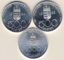 1993-94-95. 500Ft+500Ft+1000Ft Ag "Integráció az EU-ba" T:BU Eredeti tokban, tanúsítvánnya...