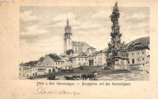 Körmöcbánya, Kremnica; Főtér a Szentháromsággal / main square with trinity (non PC)