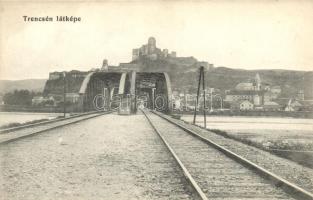Trencsén, Trencin; vasúti sín és híd, kiadja Weisz Náthán / railway bridge and tracks,
