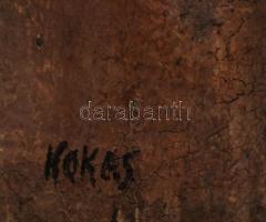 Kokas jelzéssel: Kék madár. Olaj, farost, sérült, 60×80 cm