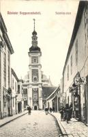 Nagyszombat, Trnava; Színház utca, Dohány és Szivar bolt, Johann Zlatos üzlete / street, tobacco shop, shop