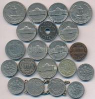 20db-os vegyes magyar és külföldi fémpénz tétel, főleg külföldi érmékkel, közte Amerikai Egyesült Államok, Ausztria, két érme ékszer része volt T:vegyes