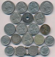 20db-os vegyes magyar és külföldi fémpénz tétel, főleg külföldi érmékkel, közte Amerikai Egyesült Ál...