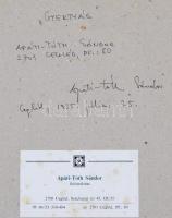 1995 Apáti Tóth Sándor: Gyertyás, felirat és aláírás külön, hozzáadott kartonon, 16,5x6 cm, karton 4...