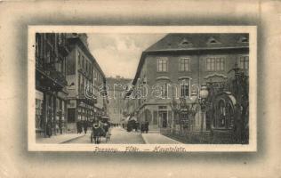 Pozsony, Bratislava; Főtér, lovaskocsi / main square, horse carriage (b)