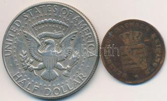 Vegyes: Amerikai Egyesült Államok 1968D 1/2$ Ag "Kennedy" + Német Államok / Szászország-Me...