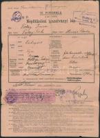 1942-44 Vegyes okmány tétel, 4db: Népfölkelési igazolványi lap; szabadságolási igazolvány; A levente...