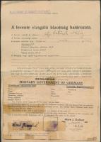 1942-44 Vegyes okmány tétel, 4db: Népfölkelési igazolványi lap; szabadságolási igazolvány; A levente...