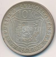 Csehszlovákia 1928. 10K Ag "Masaryk" T:2 
Czechoslovakia 1928. 10 Korun Ag "Masaryk&...