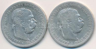 Ausztria 1896-1898. 1K Ag "Ferenc József" (2x) T:2-,3 Austria 1896-1898. 1 Corona Ag "Franz Joseph" (2x) C:VF,F