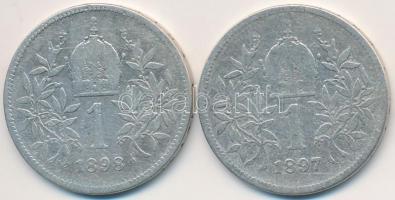 Ausztria 1897-1898. 1K Ag "Ferenc József" (2x) T:2-,3
Austria 1897-1898. 1 Corona Ag &quo...