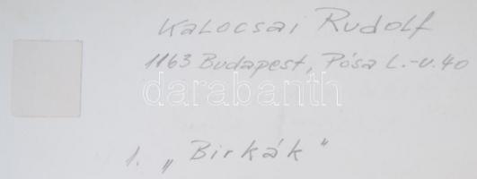 cca 1960 Kalocsai Rudolf: Birkák, feliratozott vintage fotóművészeti alkotás, 20x40 cm