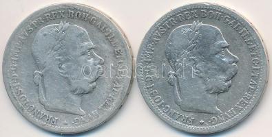 Ausztria 1898. 1K Ag "Ferenc József" (2x) T:2-,3 Austria 1898. 1 Corona Ag "Franz Joseph" (2x) C:VF,F