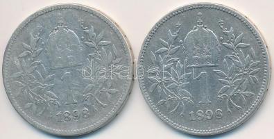 Ausztria 1898. 1K Ag "Ferenc József" (2x) T:2-,3
Austria 1898. 1 Corona Ag "Franz Jo...