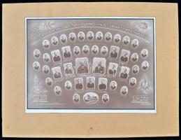 1936 Sárospatak, Református Tanítóképző végzett növendékei, tablókép 44 nevesített portréval, Adamik műterméből, 20x29 cm, karton 30x40 cm