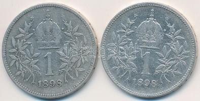 Ausztria 1898. 1K Ag "Ferenc József" (2x) T:2-,3
Austria 1898. 1 Corona Ag "Franz Jo...
