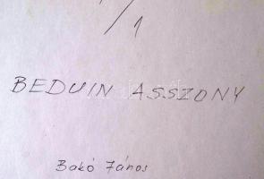 cca 1986 Bakó János: Beduin asszony, feliratozott vintage fotóművészeti alkotás, 40x30 cm