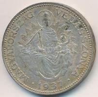 1937. 2P Ag "Madonna" T:2,2- erős patina Adamo P7
