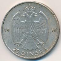 Jugoszlávia 1938. 20D Ag "II. Péter" T:2 
Yugoslavia 1938. 20 Dinara Ag "Petar II&qu...
