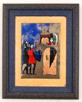 Jelzés nélkül: Szerény várvédő. Tűzzománc, fémlap, keretben, 17×12 cm