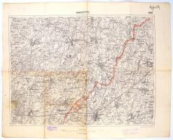 cca 1928 Vámospércs katonai térképe. 1:75000. Részben helyesbitve 1928. IX. 24-ig. 59x47 cm