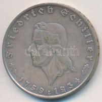 Német 3. Birodalom 1934F 2M Ag "175. évfordulója Schiller születésének" T:2  German Third Reich 1934F 2 Mark Ag "175th Anniversary - Birth of Schiller" C:XF  Krause KM# 84