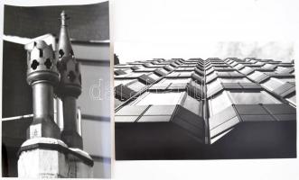 cca 1980 Budapest, városképek, részletek, Balásy Pál 5 db feliratozott, nagy méretű, vintage fotója, 40x30 cm és 40x25 cm közötti méretekben