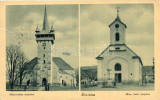 Kraszna, Crasna; Református templom, Római Katolikus templom, kiadja Nagy Ferenc / churches (Rb)