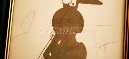 Starker János (1924-2013) magyar származású amerikai csellista aláírása egy a művészt ábrázoló karik...