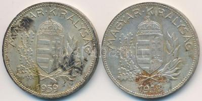 1938-1939. 1P Ag (2x) T:2 kis patina