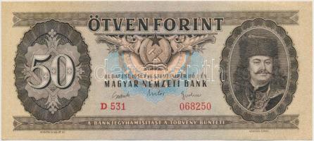 1951. 50Ft T:I,I- Hungary 1951. 50 Forint C:UNC,AU Adamo F18