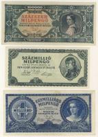 1920. 10K T:I-, 1945. 1000.000P T:I, 1946. 100.000.000Milp (2x) T:I + 11db vegyes inflációs bankjegy...