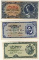 1920. 10K T:I-, 1945. 1000.000P T:I, 1946. 100.000.000Milp (2x) T:I + 11db vegyes inflációs bankjegy...