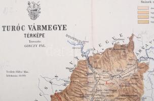 cca 1890 Turóc vármegye térképe, tervezte Gönczy Pál, kiadja Posner Károly Lajos és Fia térképészeti...
