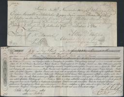 1832-1838. 2db klf kitöltött váltó T:III 1832-1838. 2pcs of diff filled bill of exchanges C:F