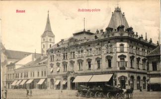 Kassa, Kosice; Andrássy palota, Varga Bernát(?) üzlete, Dr. Holzmann fogorvosi rendelője, Kávéház / palace, shop, dentist, coffe shop (EK)