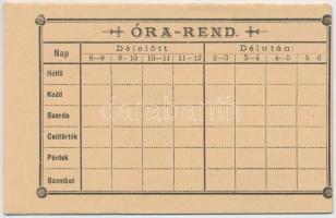 I. Ferencz József jegyzetfüzet beírásokkal, hátoldalon órarend, 13x8cm