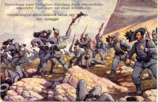 Osztrák-magyar alpesi vadászok harca egy bersaglieri osztag / K.u.K. alpine hunters in combat against Italian elite troops, the Bersaglieris, B.K.W.I. No. 259-142 (EK)